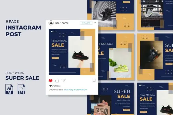 Instagram信息流社交贴图设计模板v46 Instagram Feed Template vol. 46