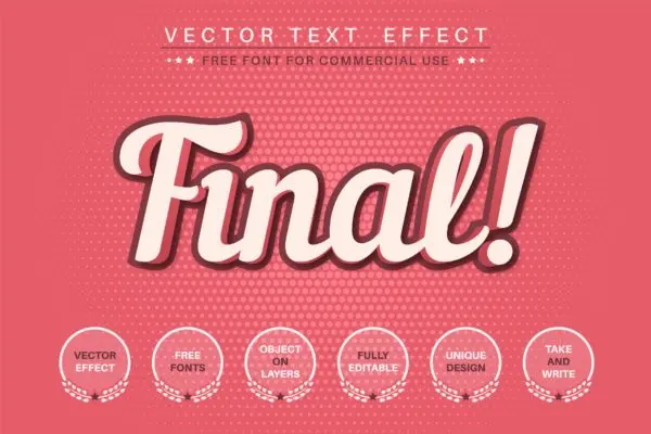 3D深红文字效果字体样式矢量素材 Red final – editable text effect, font style