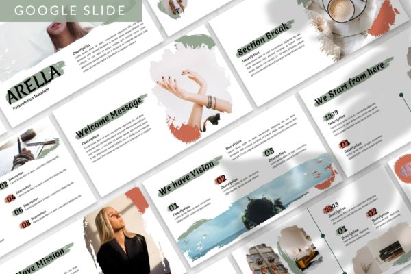 绘画笔刷风格谷歌幻灯片演示模板 Arella – Brush Google Slide Template