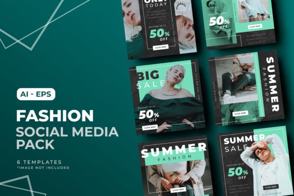 时尚品牌促销社交媒体帖子设计模板v2 Fashion Social Media Post Template