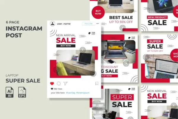Instagram信息流社交贴图设计模板v33 Instagram Feed Template vol. 33