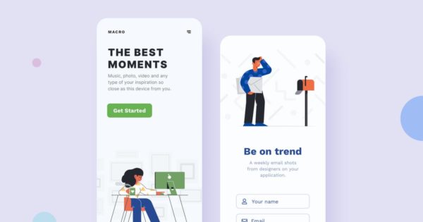 开始使用主题APP用户界面设计矢量插画素材 Get Started Mobile Interface Illustrations