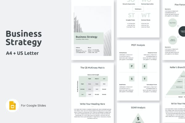 商业战略垂直图表谷歌幻灯片Slides模板 Business Strategy Vertical Google Slides Template