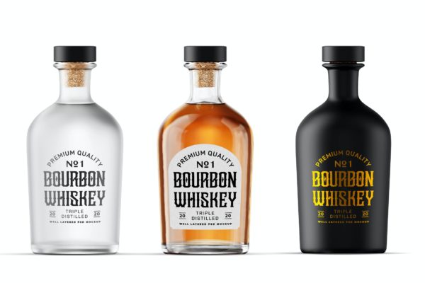 波本威士忌洋酒酒瓶样机模板 Liquor Bottle Mockup Template
