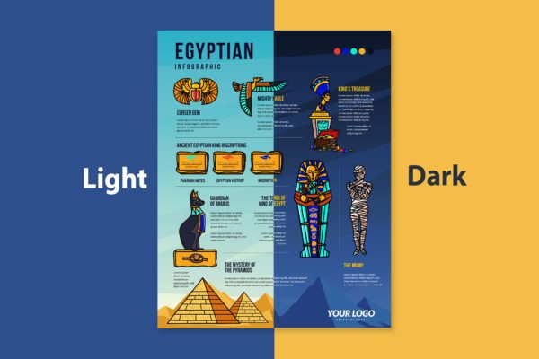 古埃及文化信息图表卡通矢量设计素材 Ancient Egypt Infographic Cartoon Vector