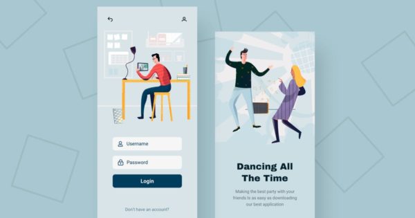 启动页主题APP用户界面设计矢量插画素材 Login Mobile Interface illustrations