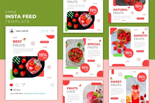 Instagram信息流社交贴图设计模板v19 Instagram Feed Template vol.19