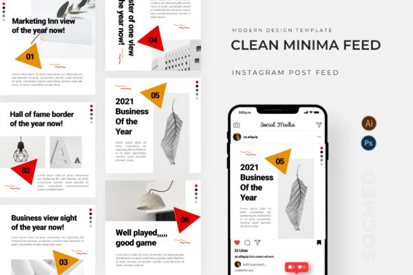 创意简约Instagram帖子设计社交媒体模板 Clean Minima Socmed Post