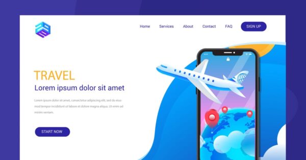 VR旅行主题着陆页插画模板 VR FOR TRAVELLING Illustration – FV