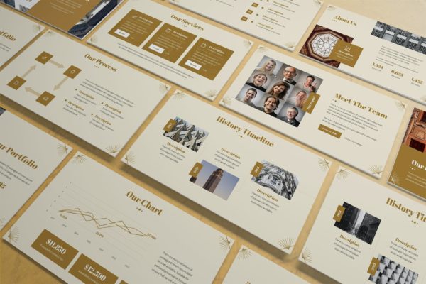 豪华装饰艺术ppt幻灯片演示文稿模板 Art Deco – Luxury Powerpoint Template