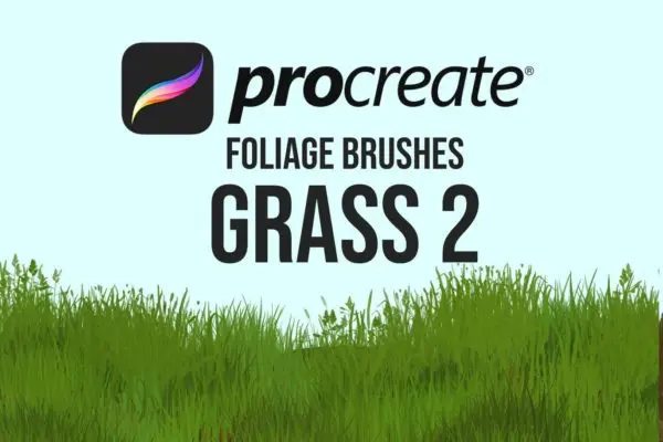 绿草叶子Procreate笔刷素材v2 Procreate Foliage Brushes – Grass 2