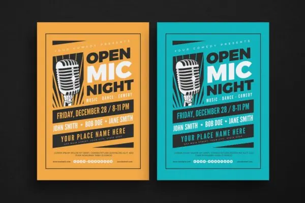 麦克风KTV派对活动传单 Open Mic Night Event Flyer