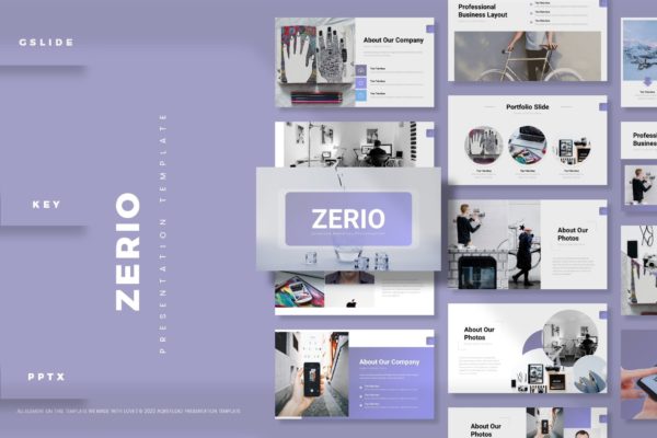 创意设计师PPT/Keynote/谷歌幻灯片三合一模板 Zerio – Presentation Template
