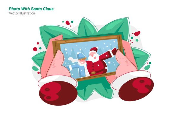 圣诞老人照片主题矢量插画设计素材 Photo Santa Claus – Vector Illustration