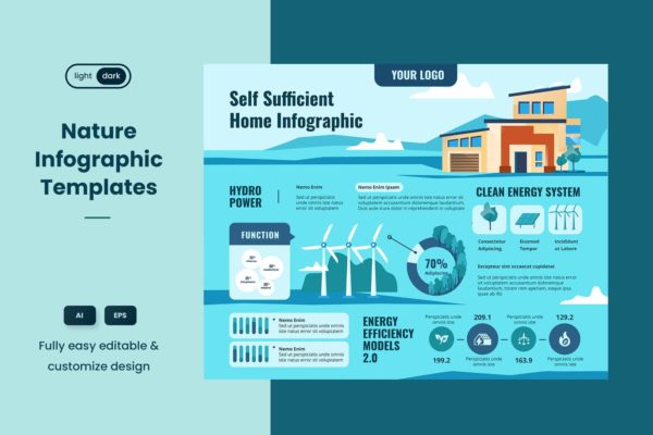 生态&自然主题信息图表元素数据可视化设计矢量模板v3 Infographic Chart Elements for Ecology & Nature 03