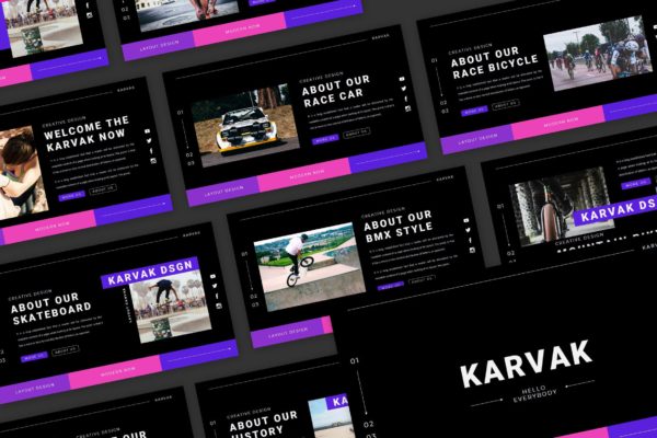 极限运动幻灯片模板合集 KARVAK Bundle Presentation Template