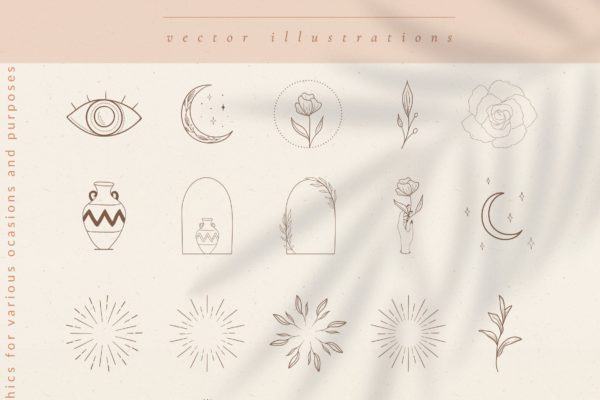 太阳/框架/花卉矢量设计装饰元素 Vector Design Elements, Frames, Sunbursts
