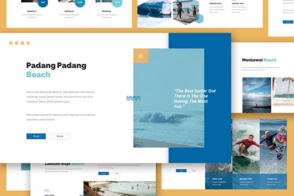 海上冲浪运动Google幻灯片演示模板 Surfing Google Slides Presentation