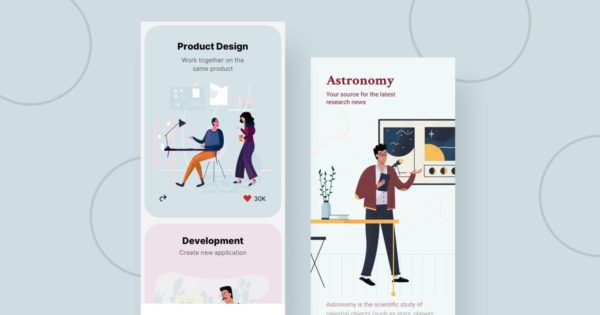 产品设计主题APP用户界面设计矢量插画素材 Product Mobile Interface Illustrations
