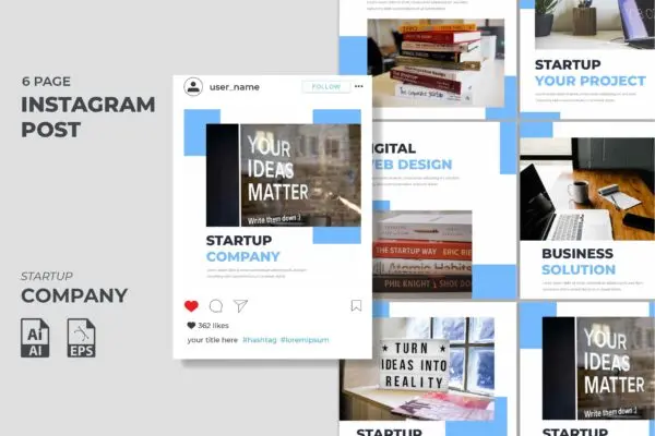 Instagram信息流社交贴图设计模板v25 Instagram Feed Template vol. 25