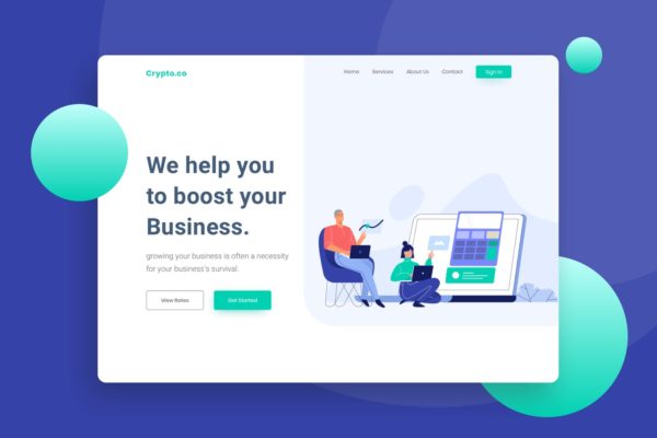 商业会计网站着陆页插画设计模板 Accounting Website Landing Page Illustration