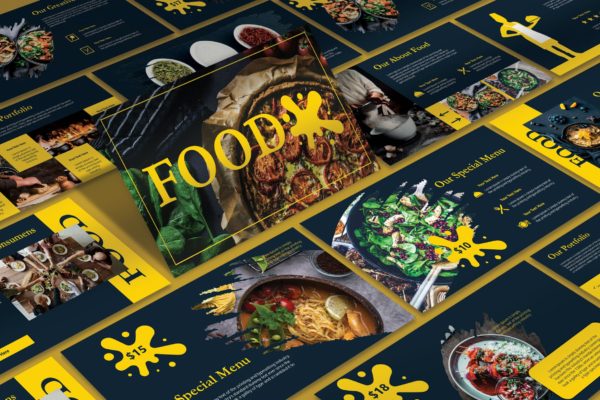 美食餐厅快餐连锁广告PPT演示模板 FOOD Powerpoint Template