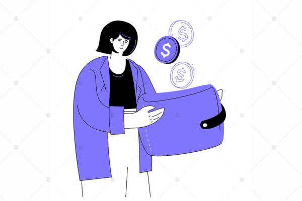 节省金钱主题扁平设计风格矢量插画  Saving money – flat design style illustration