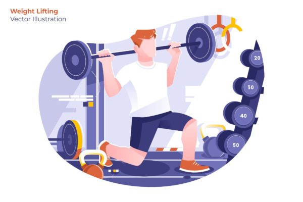 举重主题矢量插画设计素材 Weight Lifting – Vector Illustration