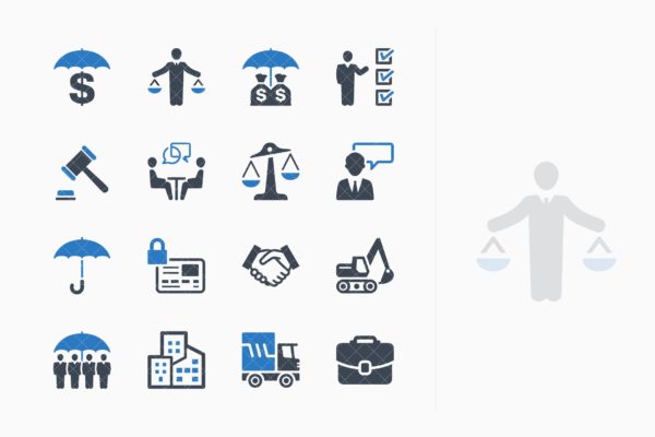 蓝色系列-商业保险主题矢量图标 Business Insurance Icons – Blue Series