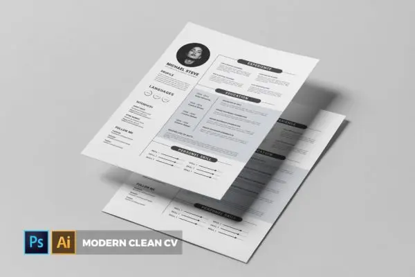 现代风格艺术指导职位应聘简历设计模板 Modern | CV & Resume