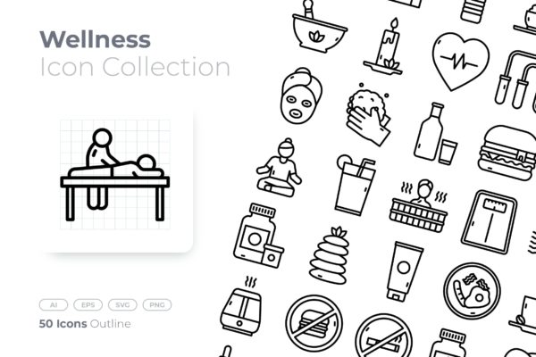 身体健康轮廓图标素材 Wellness Outline Icon