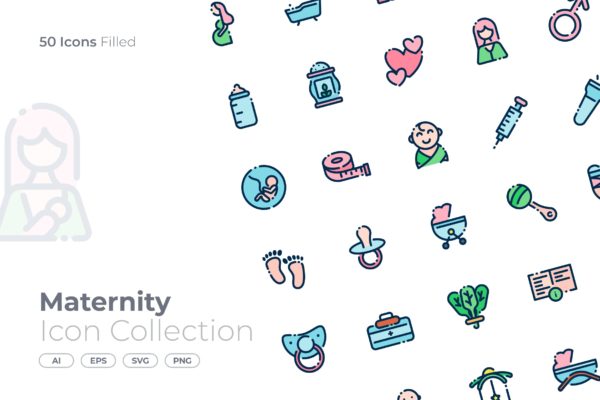 怀孕主题填充矢量图标合集 Maternity Filled Icon
