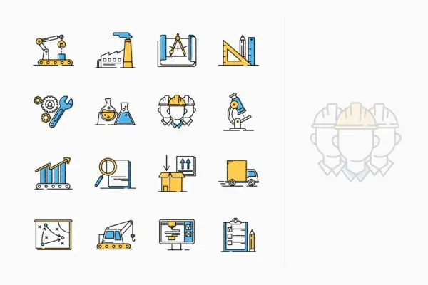 Outline风格系列-制造工程主题矢量图标 Manufacturing Engineering Icons – Outline Series