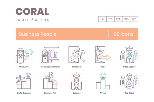 95个商务人士主题线条图标素材 95 Business People Line Icons
