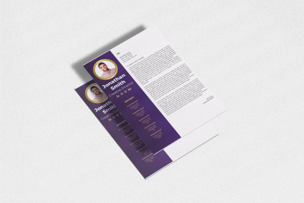 两列式极简设计风格个人电子简历版式设计模板v11 Cv Resume Template.v11