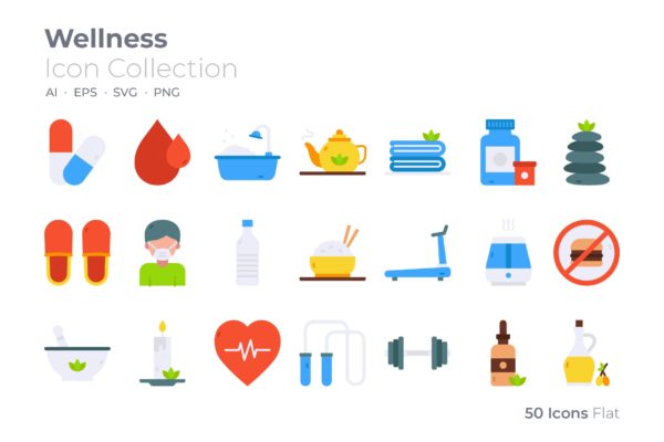 身体健康彩色图标素材 Wellness Color Icon