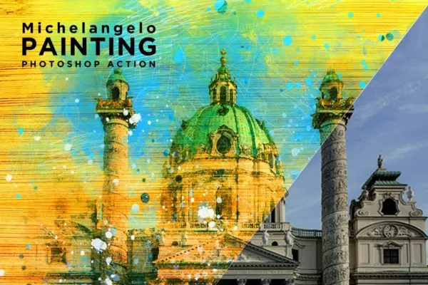 米开朗基罗划痕线条水彩绘画效果照片处理Photoshop动作 Michelangelo Painting Photoshop Action