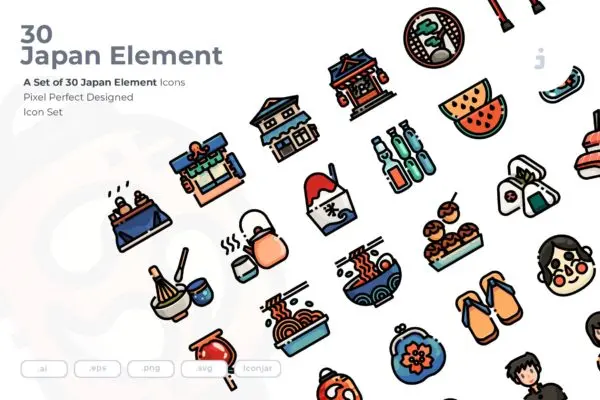 30枚日本民族元素矢量图标 30 Japan Element Icons