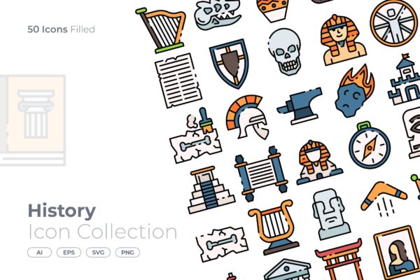 历史元素填充图标素材 History Filled Icon