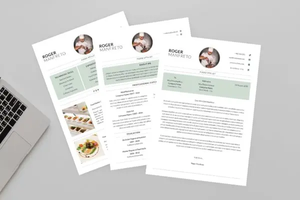餐饮厨师个人简历模板下载 Food Stylist Resume Designer