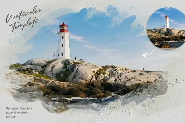 逼真的水彩画照片效果模板v3 Watercolor from Photo Template