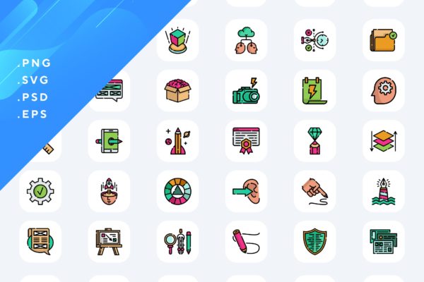 50枚设计思维主题彩色图标矢量素材 50 Design Thinking Icons