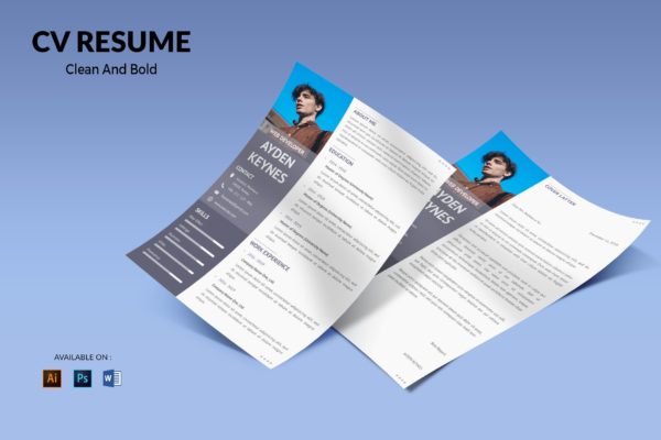 网页开发职位电子简历版式设计模板 CV Resume Simple And Elegant