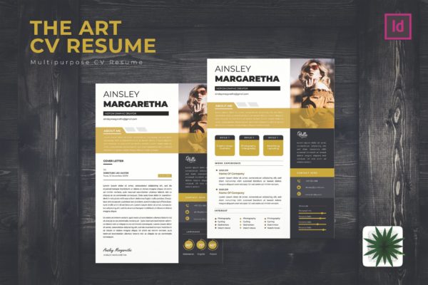 艺术设计职位应聘个人电子简历设计模板 Art Design CV Resume