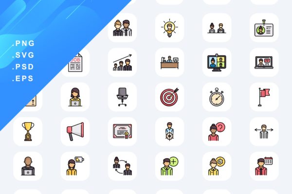 50个人力资源彩色图标素材 50 Human Resources Icons