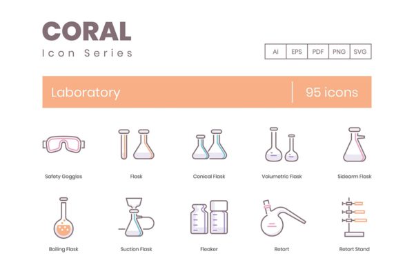 Coral系列-实验室主题矢量图标 Laboratory Icons – Coral Series