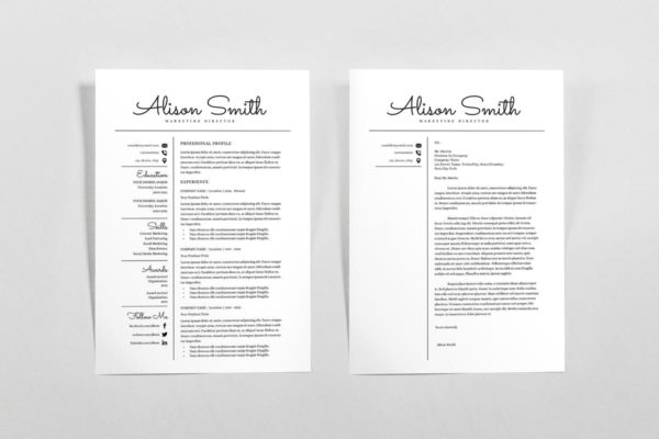 现代简约风个人电子简历&介绍推荐信模板 Resume & Letterhead