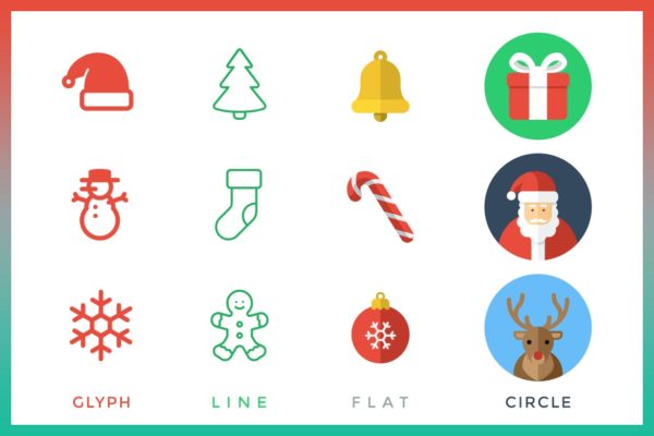 圣诞节主题多风格矢量图标素材 Christmas – Icon’t Event