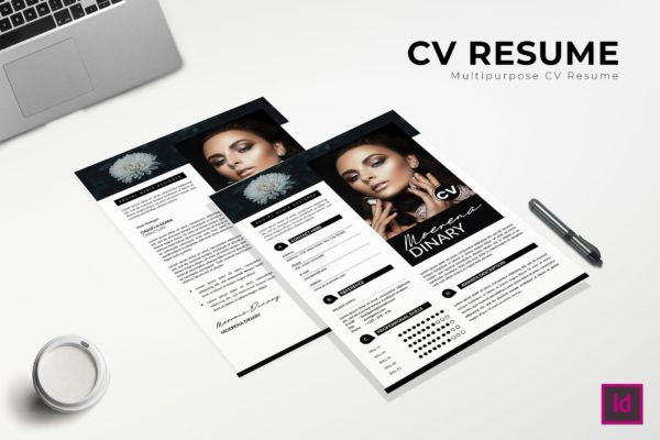 化妆师个电子简历版式设计模板 Modernity CV Resume