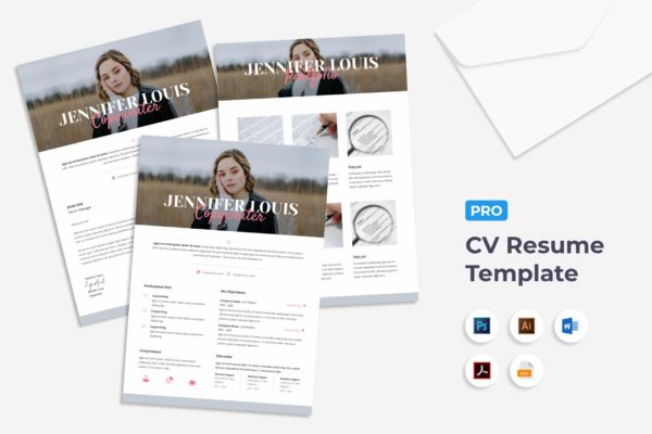 自由撰稿人履历简历设计模板 CV Resume